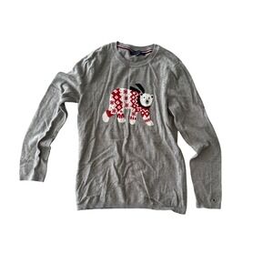 Tommy Hilfiger Womens Gray Polar Bear Fair Isle Cotton Crewneck Sweater Medium
